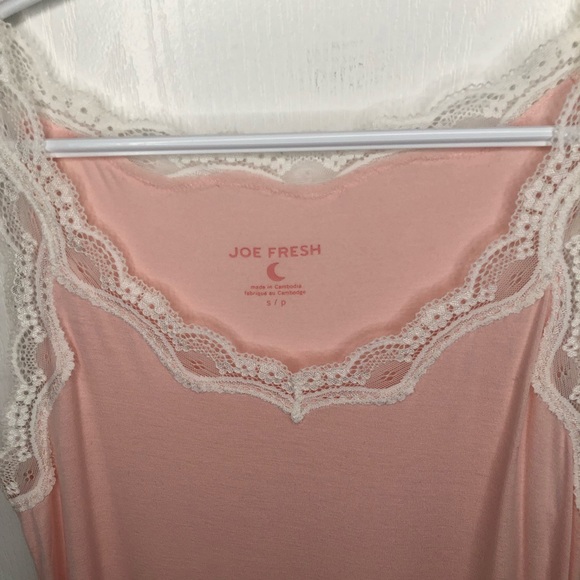 Joe Fresh Pink Pajama Tank Top with White Lace Trim (Slightly See Through) - Picture 3 of 3